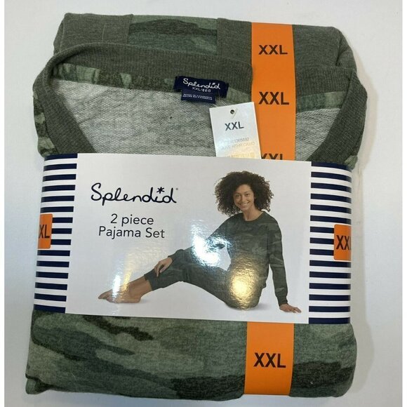 Spendid Womens NWT 2-pc Olive Heather Pajamas - Picture 2 of 5